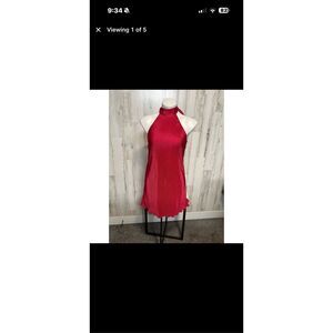 Rolla Coster Red Ribbed Halter Mini Dress Size Small NWT Stretch Bodycon